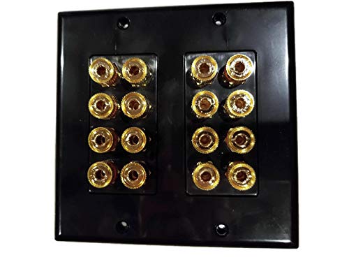 Black Speaker Wall Plate 16 Post For 8 Speakers And Color Coded For Home Theater System Dolby Audio Dolby Sound Hdtv By Hookup.Com.